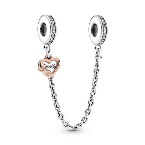 Pandora - Charm argent Chaîne de Sécurité Cœur Famille - Charms et perles