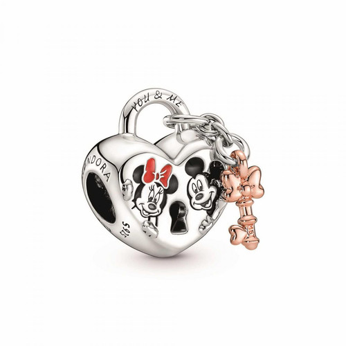 Pandora - Charm argent Disney x Pandora Cadenas cœur Mickey & Minnie - Charms or