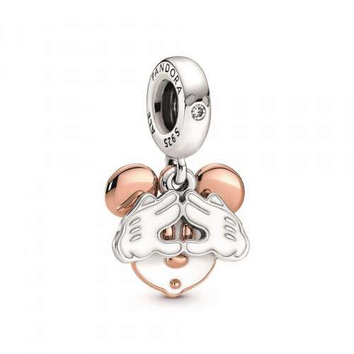 Pandora - Charm double pendant Disney x Pandora Mickey - bicolore - Bijoux charms blanc