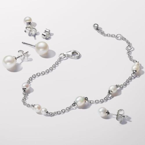 Pandora Clous d'oreilles femme en argent avec perle blanche Pandora Argent 925/1000 293169C01