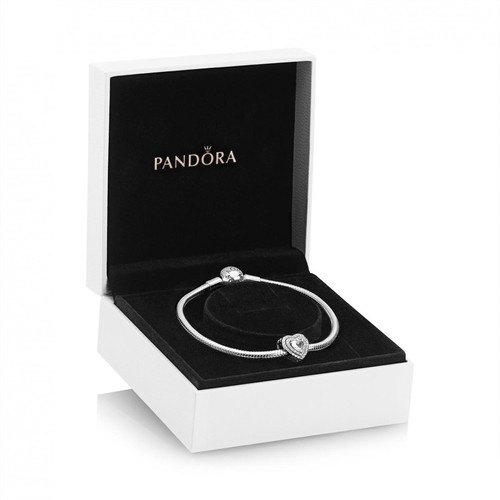 Pandora - Coffret Cadeau Bracelet argent Maille Serpent avec Charm Cœurs Nivelés Pandora Icons - Les Bijoux Pandora
