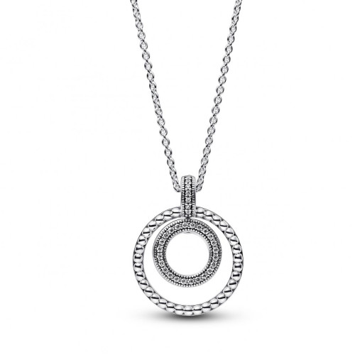 Pandora - Collier avec Pendentif Double Cercle Argenté - Bijoux de marque