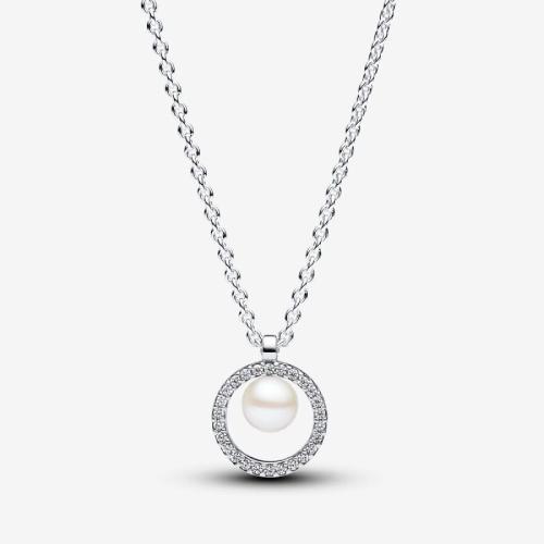 Pandora Collier femme argent sterling avec perle blanche et zircon Pandora Timeless  393165C01-45