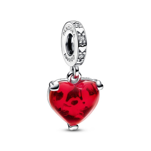 Pandora - Charm Pendant Murano Rouge Baiser de Mickey et Minnie - Disney X Pandora - Bijoux charms rouge