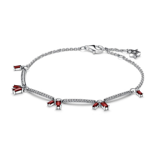 Pandora -  Bracelet Barres Pavées et Pétards argenté  - Pandora  - Charms pandora rouge