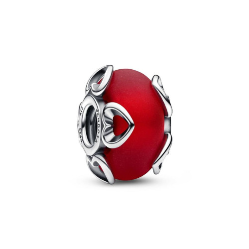 Pandora - Charm Cœurs et Murano Rouge Givré  - Pandora  - Charms et perles