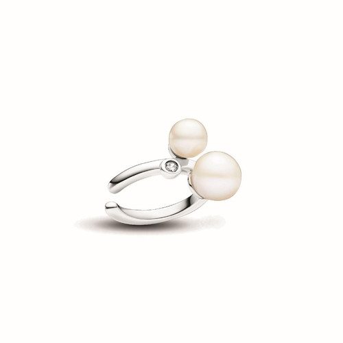 Pandora Boucle d'oreille femme argent sterling avec perle blanche et zircone Pandora Timeless 293151C01