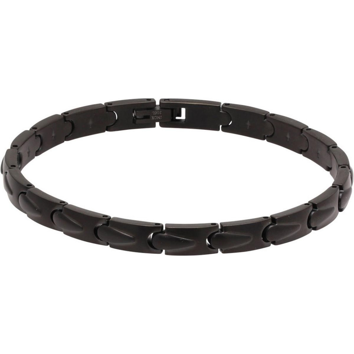 bracelet homme hb7681 en acier noir rochet