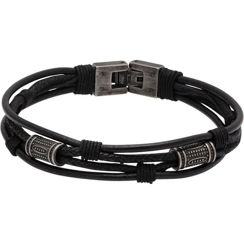 Rochet - Bracelet Homme HB7301 En cuir noir Rochet - Bijoux noir de marque
