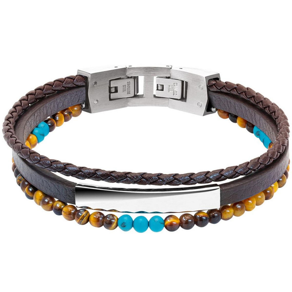bracelet homme hb6633 en cuir et perles naturelles rochet