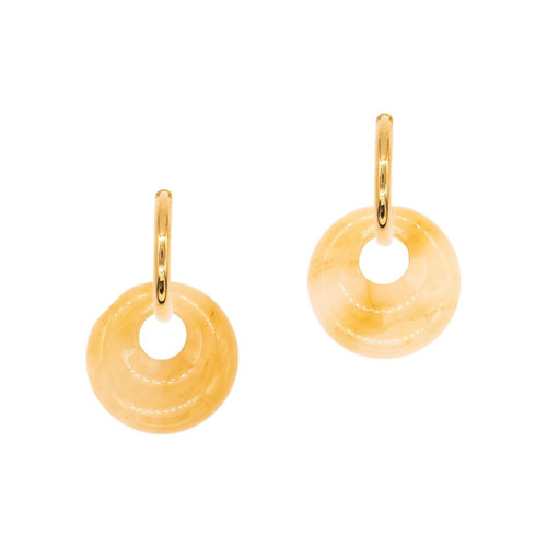 Sloya - Boucles d'oreilles Blima en pierres Jade jaune - Bijoux acier de marque