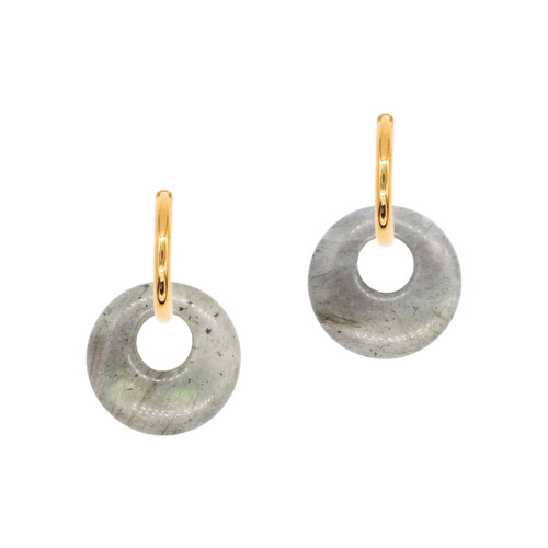 Sloya - Boucles d'oreilles Blima en pierres Labradorite - Bijoux acier de marque