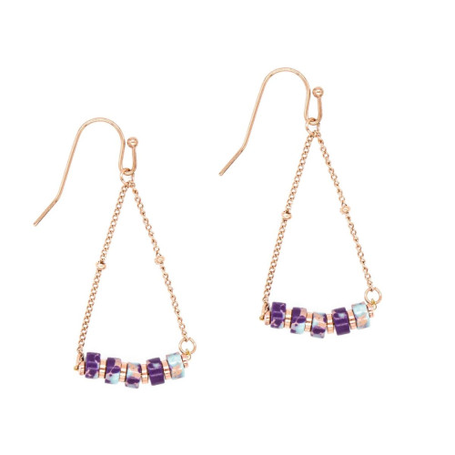 Sloya - Boucles oreilles Sloya Piana en pierres Jaspe - Bijoux de marque violet