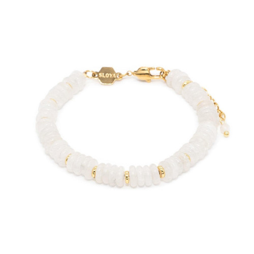 Sloya - Bracelet Blima en pierres Jade blanche - Bijoux acier de marque
