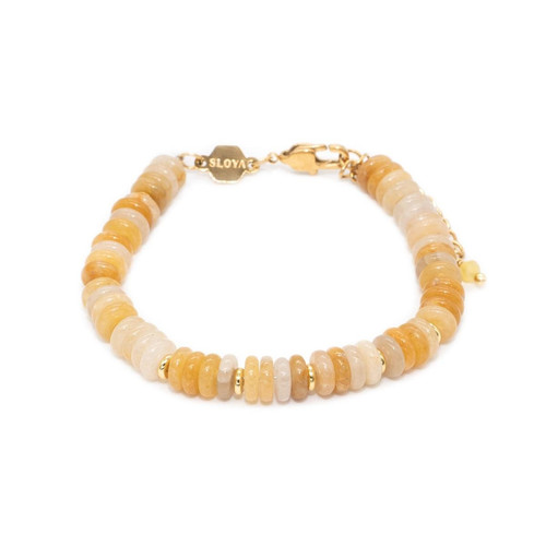 Sloya - Bracelet Blima en pierres Jade jaune - Bijoux acier de marque