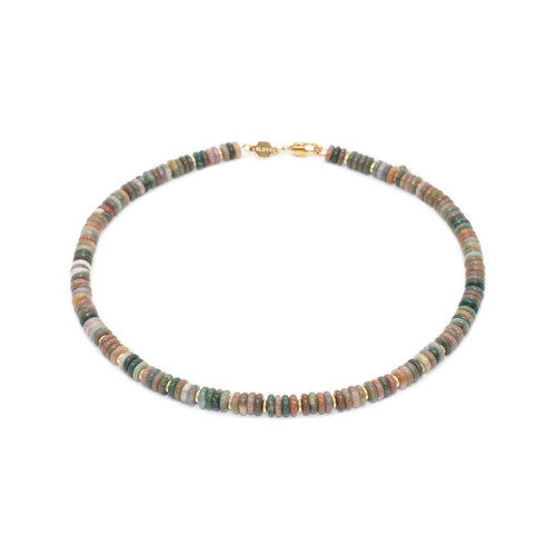 Sloya - Collier Blima en pierres Agate Indienne - Bijoux de marque vert