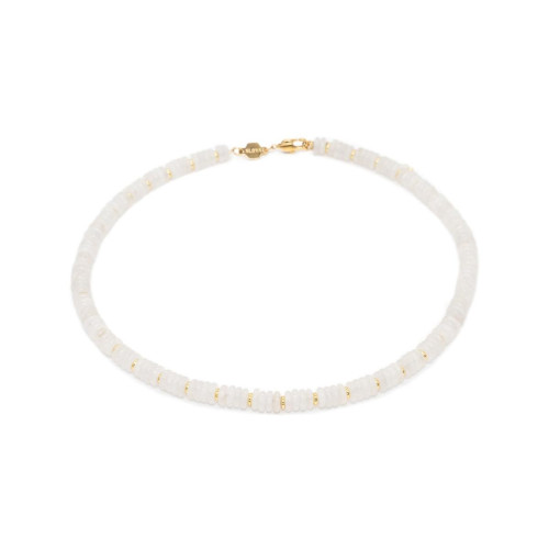 Sloya - Collier Blima en pierres Jade blanche - Bijoux de marque