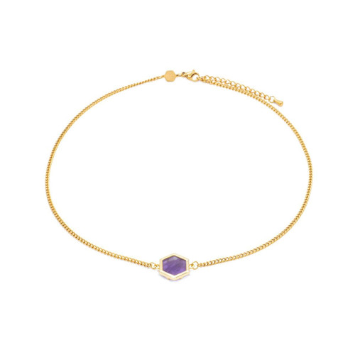 Sloya - Collier Femme Sloya Hexalia en pierres Améthyste - Bijoux de marque violet