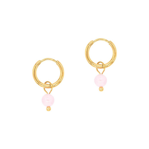 Sloya - Créoles Sloya Serena en pierres Quartz Rose - Bijoux de marque rose