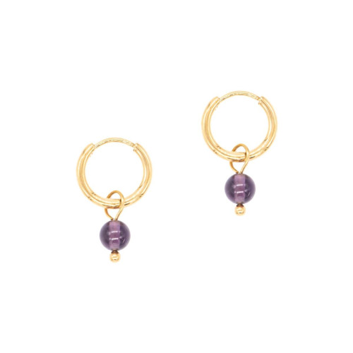 Sloya - Créoles Sloya Serena en pierres Améthyste - Bijoux de marque violet