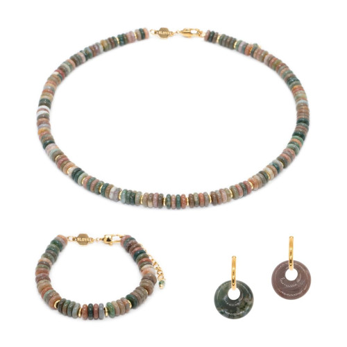Sloya - Parure Blima en pierres Agate Indienne - Bijoux de marque vert
