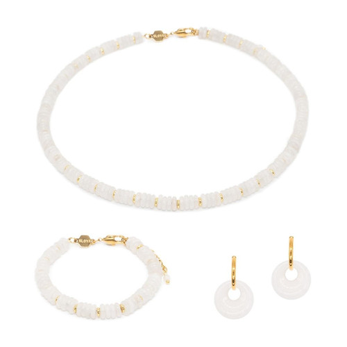 Sloya - Parure Blima en pierres Jade blanche - Bracelet de marque