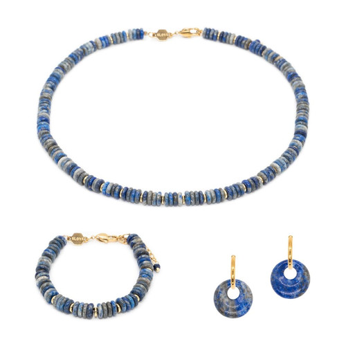 Sloya - Parure Blima en pierres Lapis-lazuli - Bijoux acier de marque