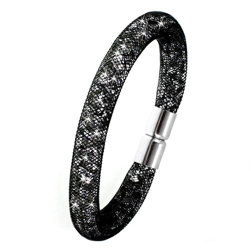 So Charm Bijoux - Bracelet tube noir strass  - Bijoux noir de marque