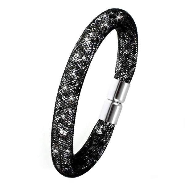 So Charm Bijoux Bracelet tube noir strass  B1054-NOIR