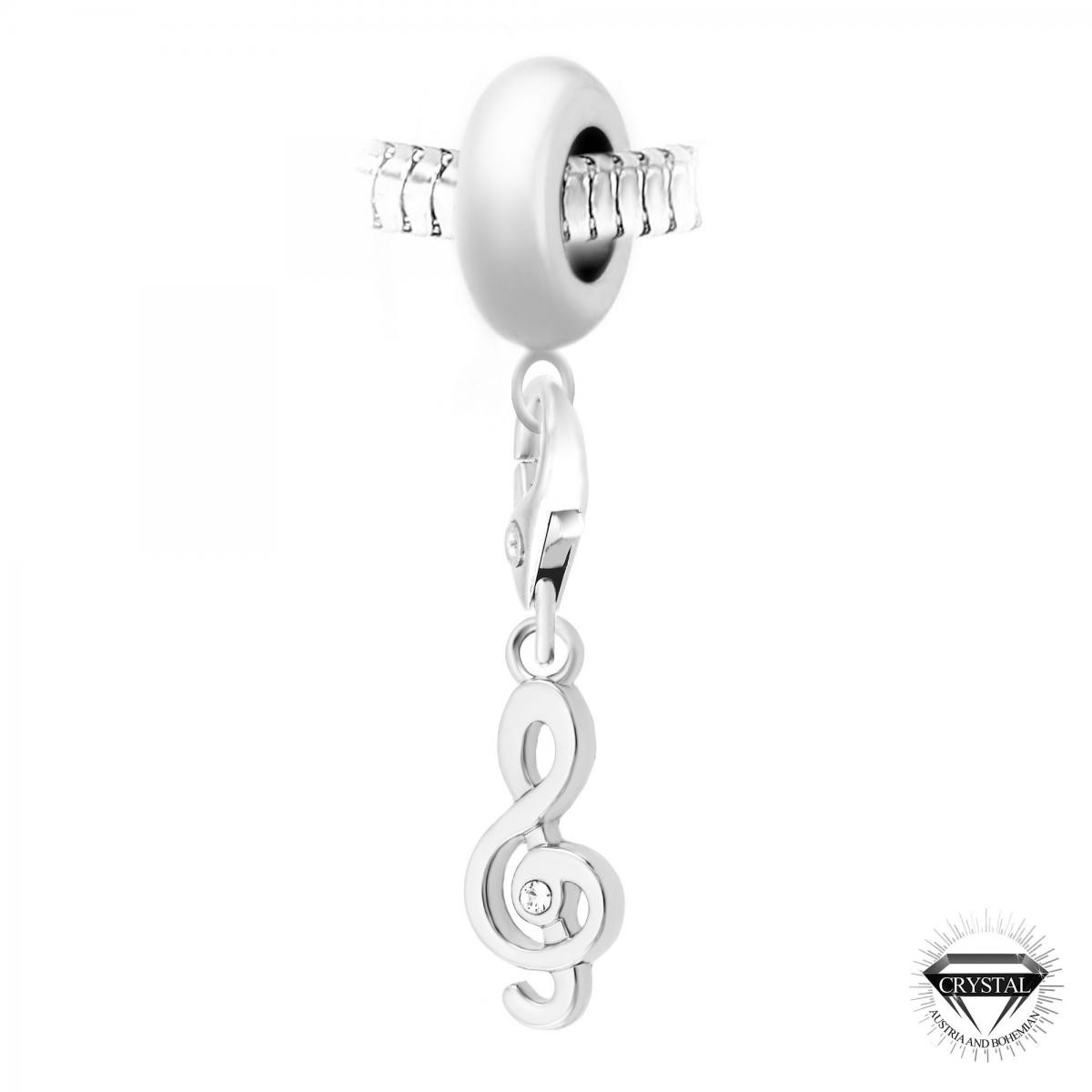 Charm perle clé de Sol orné de cristaux Swarovski par SC Crystal Paris®