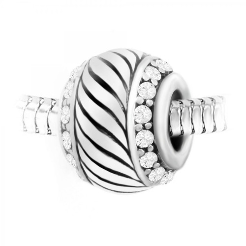 So Charm Bijoux - Charm perle orné de cristaux de Bohème et acier  - Charms acier