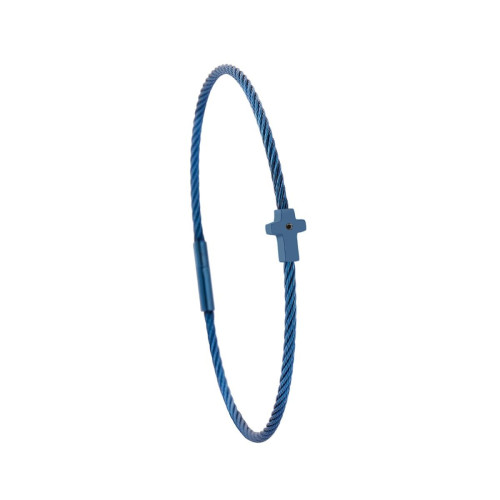 Torrence Bijoux Bracelet acier bleu motif croix avec diamant noir 1 mm TNB5181L-L