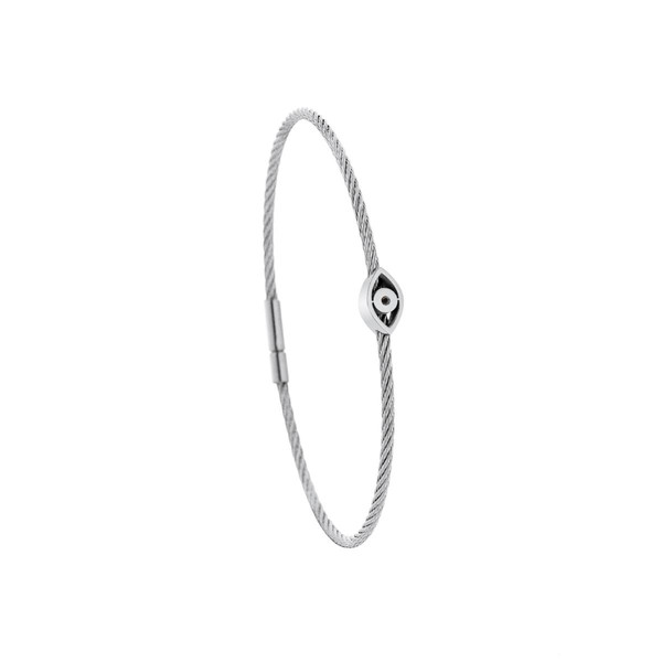 Torrence Bijoux Bracelet acier motif oeil avec diamant noir 1 mm TNB5179S-S