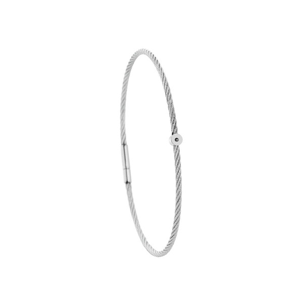 Torrence Bijoux Bracelet acier motif rond avec diamant noir 1 mm  TNB4634S-M