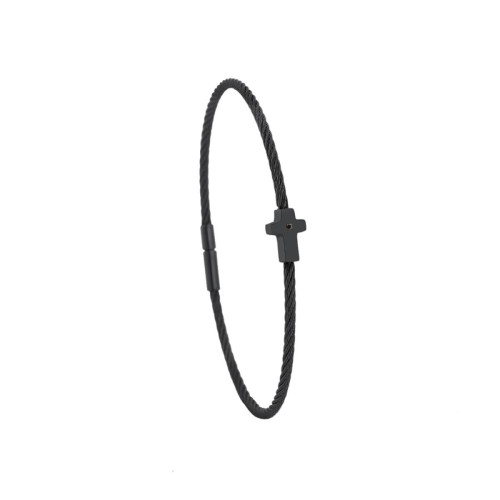 Torrence Bijoux Bracelet acier noir motif croix avec diamant noir 1 mm TNB5181B-M